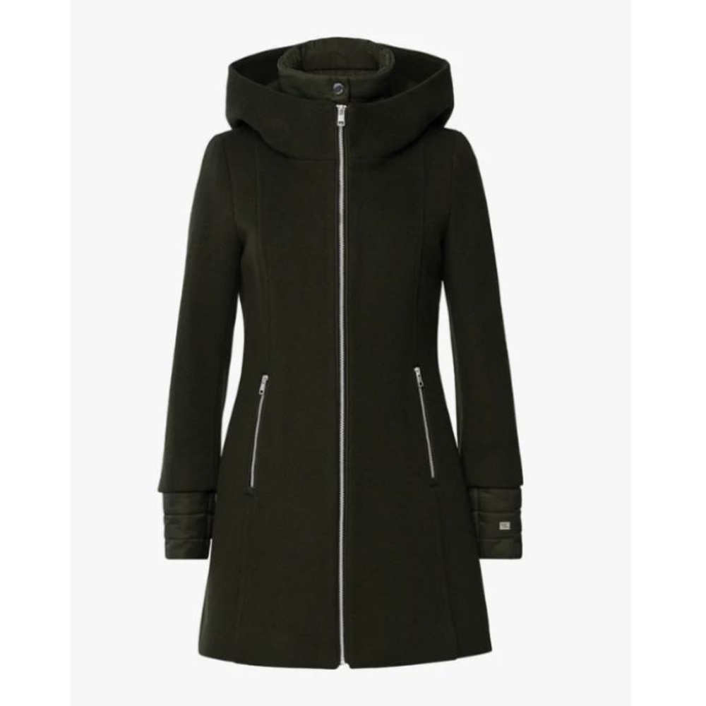 Soia & Kyo Rooney Hooded Mixed Media Coat- Large- deycleaned